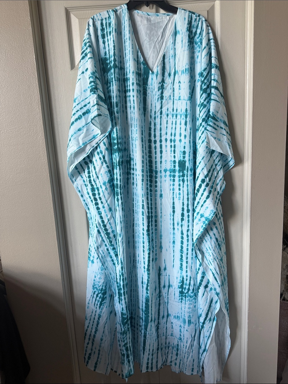 Women's Plus Kaftan Bathing Suit Cover Up Batwing Tye Die Dress Moroccan Mumu - Picture 3 of 12